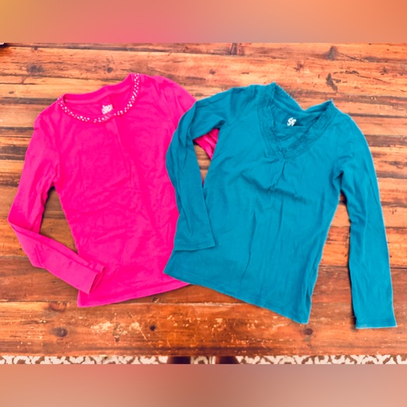Stylish Kids Long Sleeve Shirts - Pink and Teal - Picture 1 of 6
